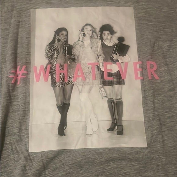 Clueless Gray Graphic Tee with Pink Lettering, Slender Fit - Picture 1 of 5